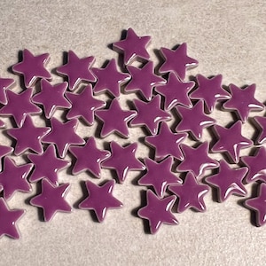 50 Lilac Purple 1/2 inch Star Ceramic Mosaic Tile, Bright Colorful DIY Craft Art Supplies, Small Shiny Glaze Jigsaw Piece, 1.4cm 5mm Thick