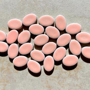 Blush Pink Oval Glazed Ceramic Mosaic Tile, 50g, Small DIY Craft Art Supplies, Circle Jigsaw Pieces Mini, 1.2 x 1.8 cm 5mm Thick