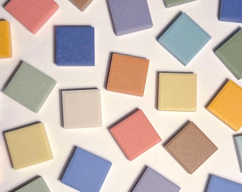 24 tessere di mosaico in porcellana opaca, 7/8 di pollice, per lavori creativi fai da te, piccole tessere quadrate colorate, 23 mm, ceramica non smaltata, blu, verde, rosa, viola