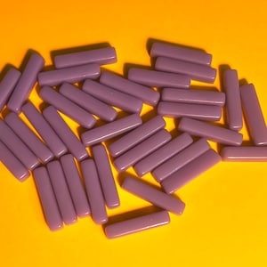 Lilac Lavender Light Purple Enamel Recycled Glass Mosaic Tile, 50g, DIY Craft Art Supplies, Small Colorful Round Edge Sticks 1 in, 6mm Thick