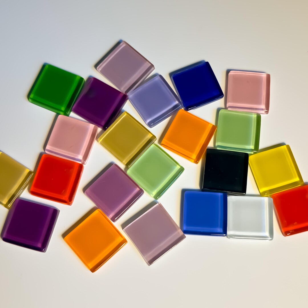 100g Color Mix Gloss Crystal Glass Mosaic Tile, Green Blue Pink Yellow ...