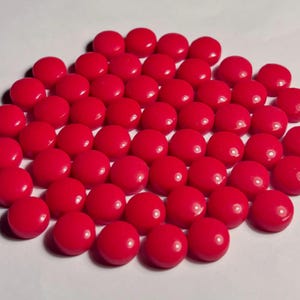 Scarlet Cherry Dark Red Enamel Recycled Glass Mosaic Tile Dot, 50g, DIY Craft Art Supplies, Small Color Round Circle 12mm (1/2 in) 6mm Thick
