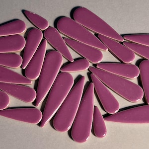 Purple Lilac Flower Petal Glazed Ceramic Mosaic Tile, 50g, Small DIY Craft Art Supplies, Leaf Water Drop Jigsaw Pieces, 3 Sizes 4mm Thick