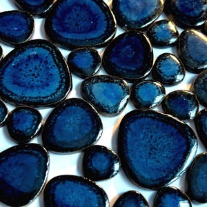 Dark Cobalt & Indigo Blue Oval Glazed Ceramic Mosaic Tile, 100g, Small DIY Craft Art Supplies, Stone Pieces Rounded Triangle, 3 Sizes, 5mm