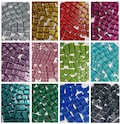 100+ Colorful Glitter Glass Mosaic Tiles, 100g, 1cm square shape, Bright Gem Sparkle, DIY Craft Art Supplies, Green Blue Silver Gold Red