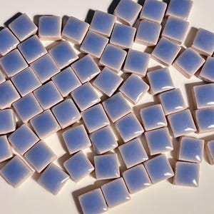 Light Periwinkle Blue Square Glazed Ceramic Mosaic Tile, 50g, Small DIY Craft Art Supplies, Shiny Gloss Tiny Jigsaw Piece, 1cm 5mm Thick