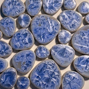 Bright Sky Blue Ice Metallic Oval Glazed Ceramic Mosaic Tile, 100g, Small DIY Craft Art Supplies, Stone Pieces Rounded Triangle, 4 Sizes 5mm