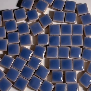 Bright Navy Blue Square Glazed Ceramic Mosaic Tile, 50g, Small DIY Craft Art Supplies, Shiny Gloss Tiny Jigsaw Piece, 1cm 5mm Thick