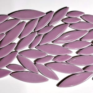 Pastel Lavender Purple Leaf Glazed Ceramic Mosaic Tile, 50g, DIY Craft Art Supplies, Small Colorful Flower Petal Jigsaw Piece, 4mm Thick