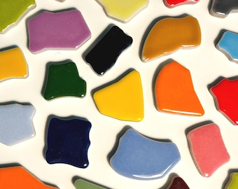 Mosaico de cerámica de colores mixtos irregulares, 100 g, material para manualidades, piezas pequeñas de mosaico esmaltadas, rosa, naranja, rojo, azul y verde, 6 mm de grosor.