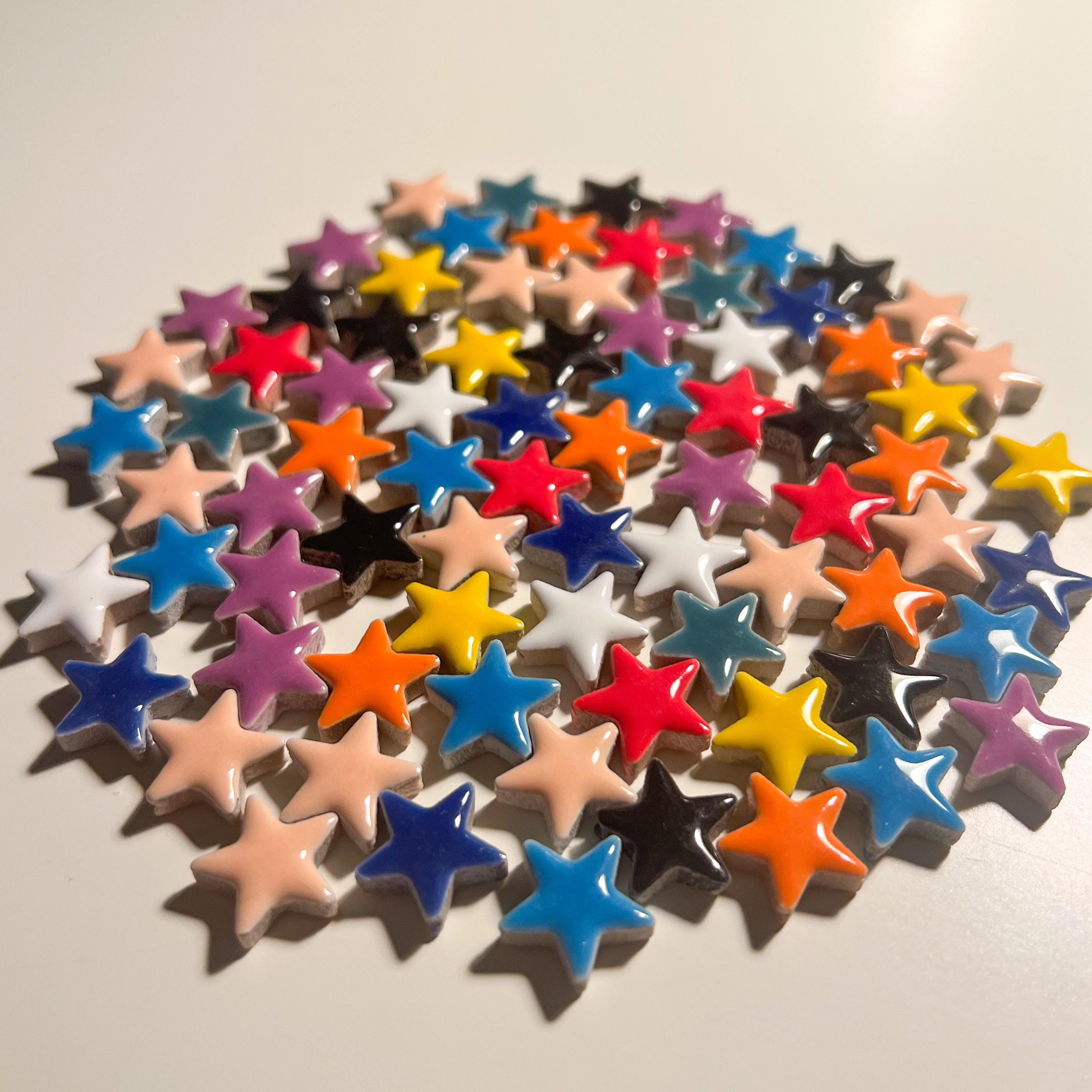 50 Mixed Color 1/2 Inch Star Ceramic Mosaic Tile, Tiny Bright Colorful ...