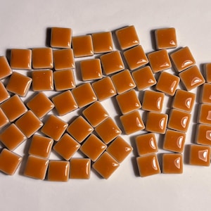Beige Brown Square Glazed Ceramic Mosaic Tile, 50g, Small DIY Craft Art Supplies, Shiny Gloss Tiny Jigsaw Pieces, 1cm 10mm 5mm Think