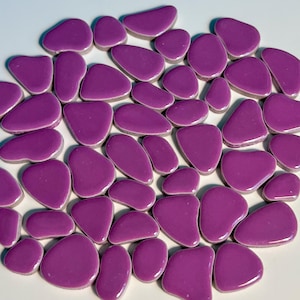 Lilac Purple Pebble Shape Ceramic Mosaic Tiles: 50g, 4mm Thick, DIY Craft Art Supplies