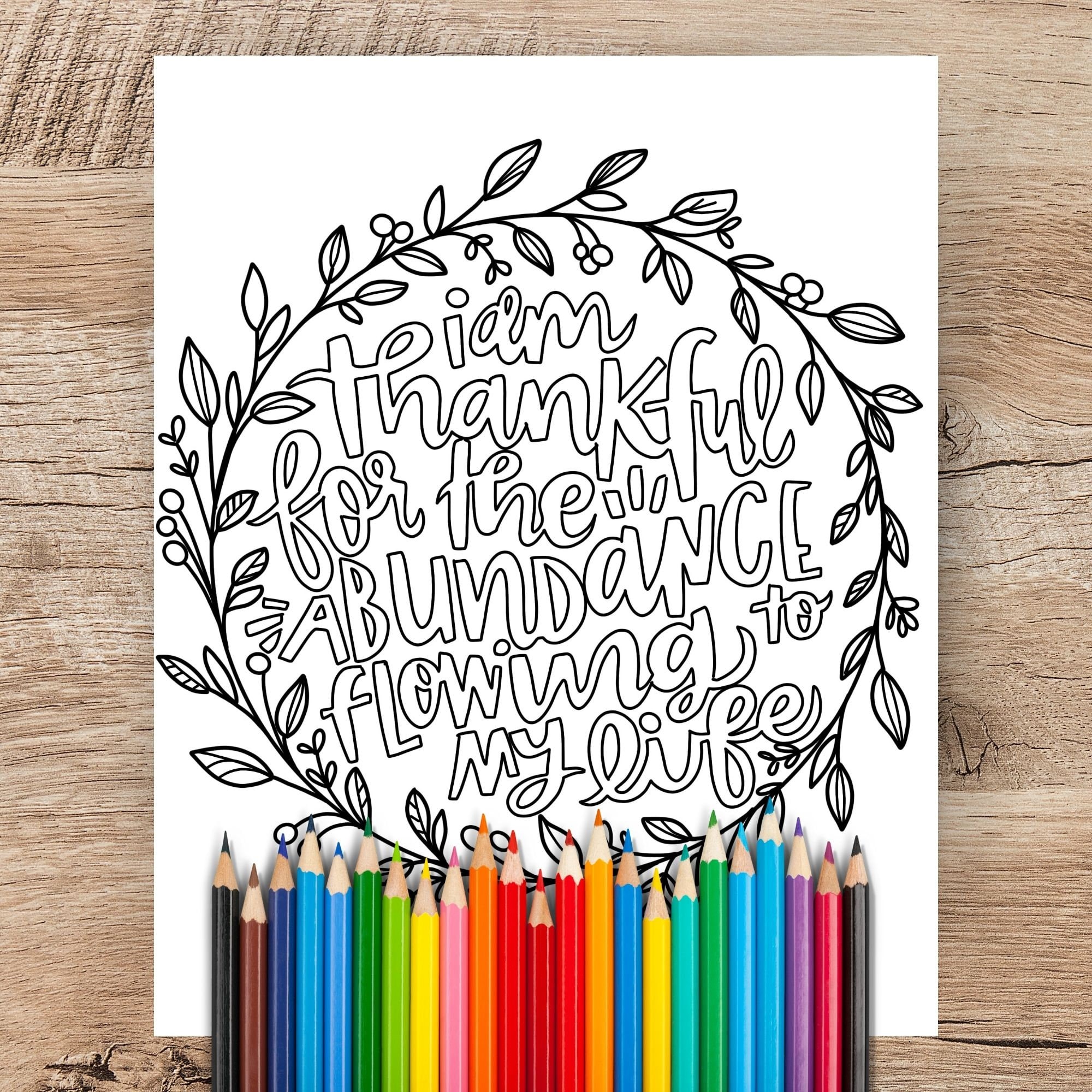 Gratitude Mandala Coloring Pages | Printable Adult Coloring - Etsy
