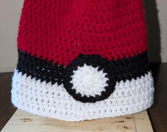 Pokeball-mössa: Barn till liten vuxenstorlek