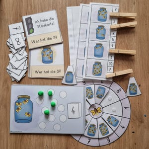 Ensemble de mathématiques | Apprenez à compter et à compter avec les lucioles | Plage de nombres 10 | Cercle velcro, cartes à pince, tapis de pétrissage, jeu de cartes | Maternelle