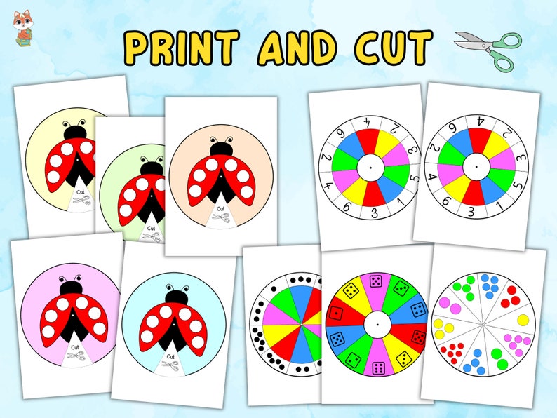 Ladybug Colors and Counting Wheels, Numbers 1 to 6, Match Colors and ...