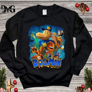 World Book Day DogMan Sweatshirt, Dog Man Sweatshirt, Dog Man Cartoon Jumper,Ladies Gift Jumper, Pet Lover Jumper, School Library Gift, E14