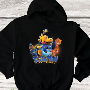 World Book Day DogMan Hoodie, DogMan Police Hoodie, Cat Kid Hoodie, Dog Lover Gift, Dogman Cartoon Characters Hoodie, Pet Lover Hoodie, E11