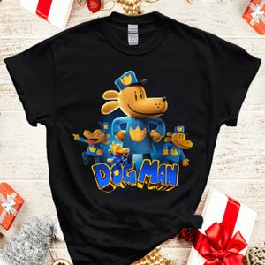 World Book Day DogMan T Shirt, DogMan Police 2025 Tshirt, DogMan Cartoon Characters tee, Gift For her, Animal Dog tee, Dog Lover Gift, E13