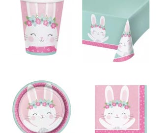 Birthday bunny bunny party tablware girls party tableware girls themed birthday bunny party plates birthday party cups bunny napkins