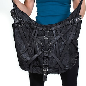 RAGE CAGE Black Leather Large Hobo Bag image 5