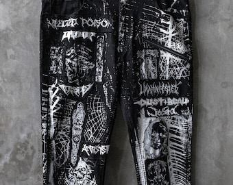 Art City 7 Black and White Punk Jeans I Limited Edition I 1 of 1 I Punk Rock I Goth I Emo I Metal I Cyberpunk