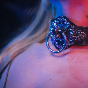 Leather Metal Choker Victorian MADEMOISELLE BATHORY