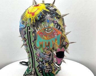 Gnarpony x Jungle Tribe Collab Custom Leather Mask- eye like fun:)