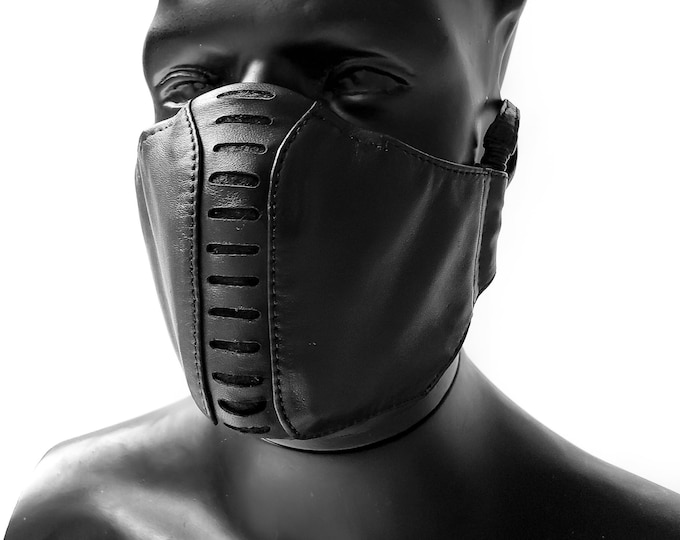 Stealth Profile 2.0 Adjustable Adult Leather Face Mask With Filter and Ear Hook