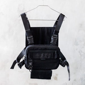 Defender Black Canvas Techwear Chest Pack - Etsy