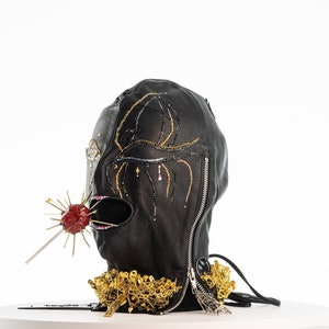 Katie x Jungle Tribe Collab Custom Leather Mask: Glamorous Spider
