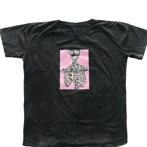 The Ghastly Pink Distressed Unisex Boxy Skeleton Tee Shirt