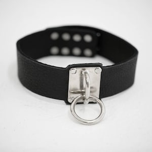LOVE IN VEIN Softest Black Leather and Metal O Ring Collar Choker