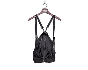 Black Canvas TEARDROP TRIANGLE Convertible Backpack