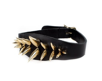 Shark Bite Spiked Choker Collar necklace women gold brass 90s punk choker