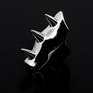 Shield Spike Silver Ring