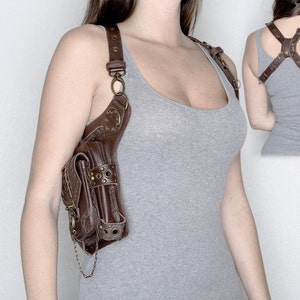BLASTER 3.0 Brown Leather Shoulder Holster and Hip Bag Fanny Pack Thigh Bag image 1
