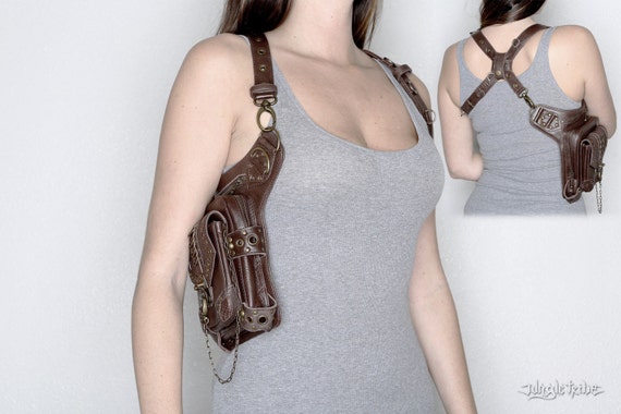 BLASTER 3.0 Brown Leather Shoulder Holster and Hip Bag Fanny Pack Thigh Bag