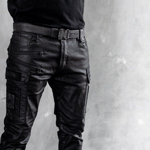 Buy Coated Ankle Zip Cargo Pocket Stacked Pant Men's Jeans & Pants