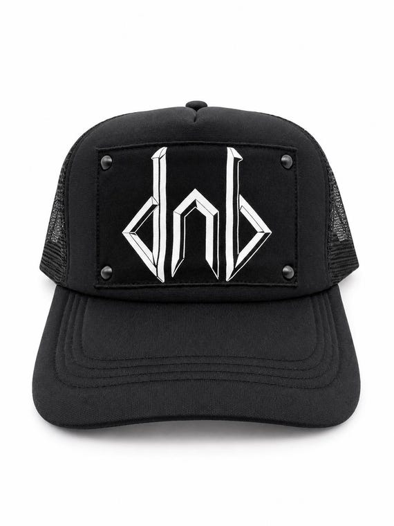 DNB- Drum & Bass Trucker Hat - Hand Stitched DnB Cap with Studded Brim Snapback