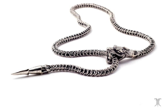 Silver Dragon Scale Long Adjustable Unisex Lariat