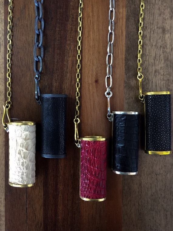 BLAZE & CHAIN Metal and Leather Lighter Holder Necklace I