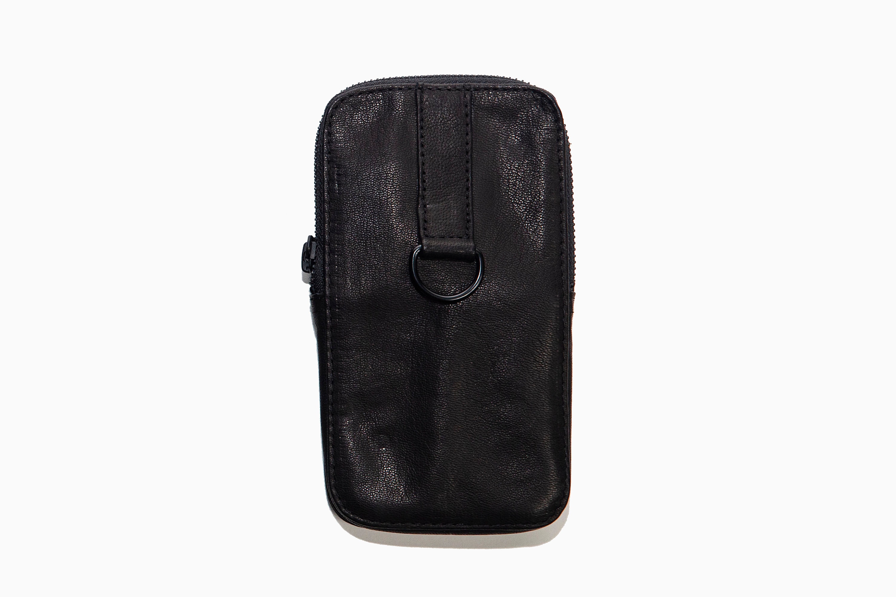 TRI ZIPPER Black Leather Backpack with Black Accessories TRI ZIPPER Black Leather Backpack with Black Accessories