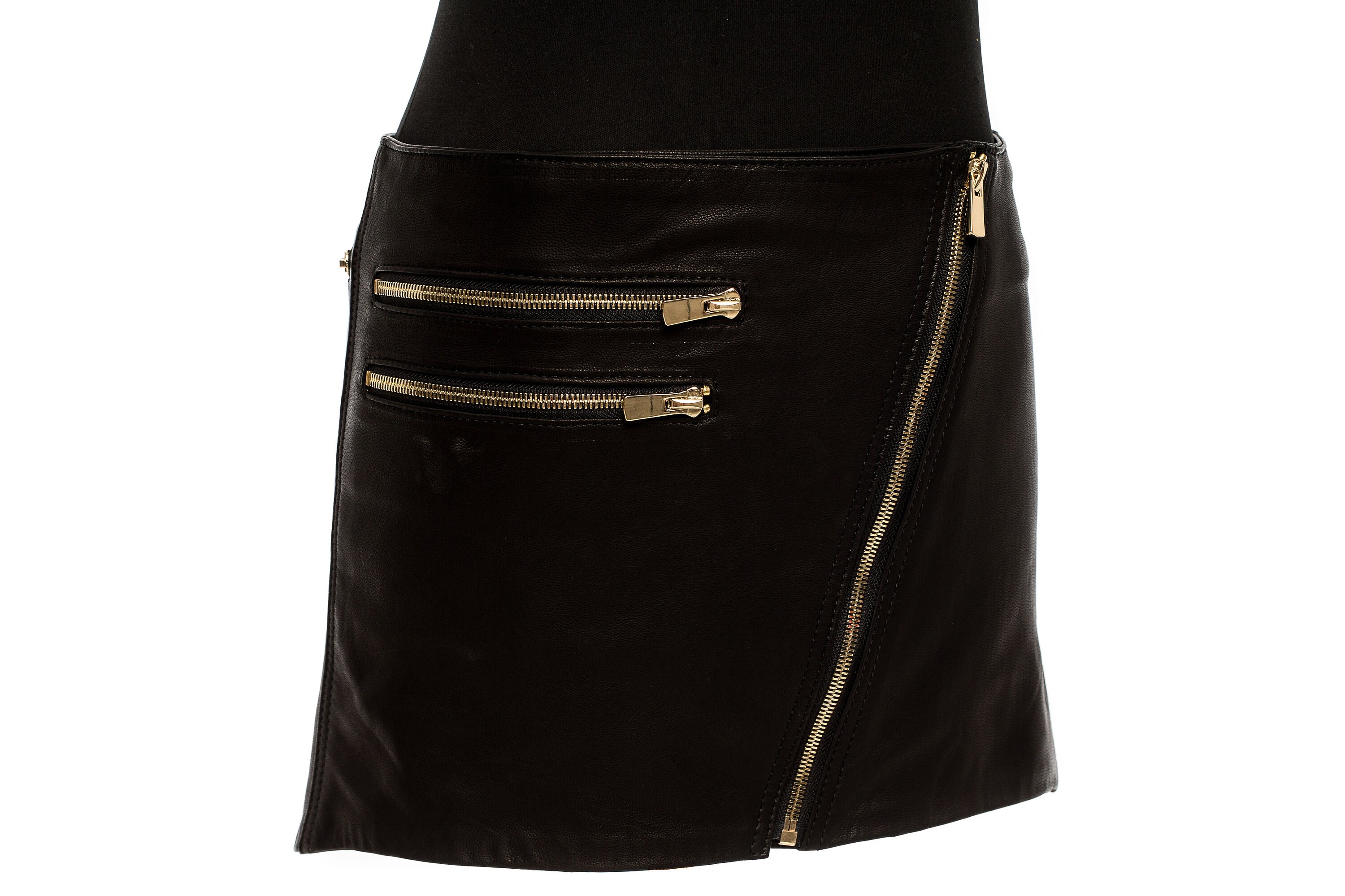 Leather mini skirt gold zip online