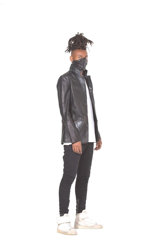 Black Leather Battalion Blazer by Dust and Beau