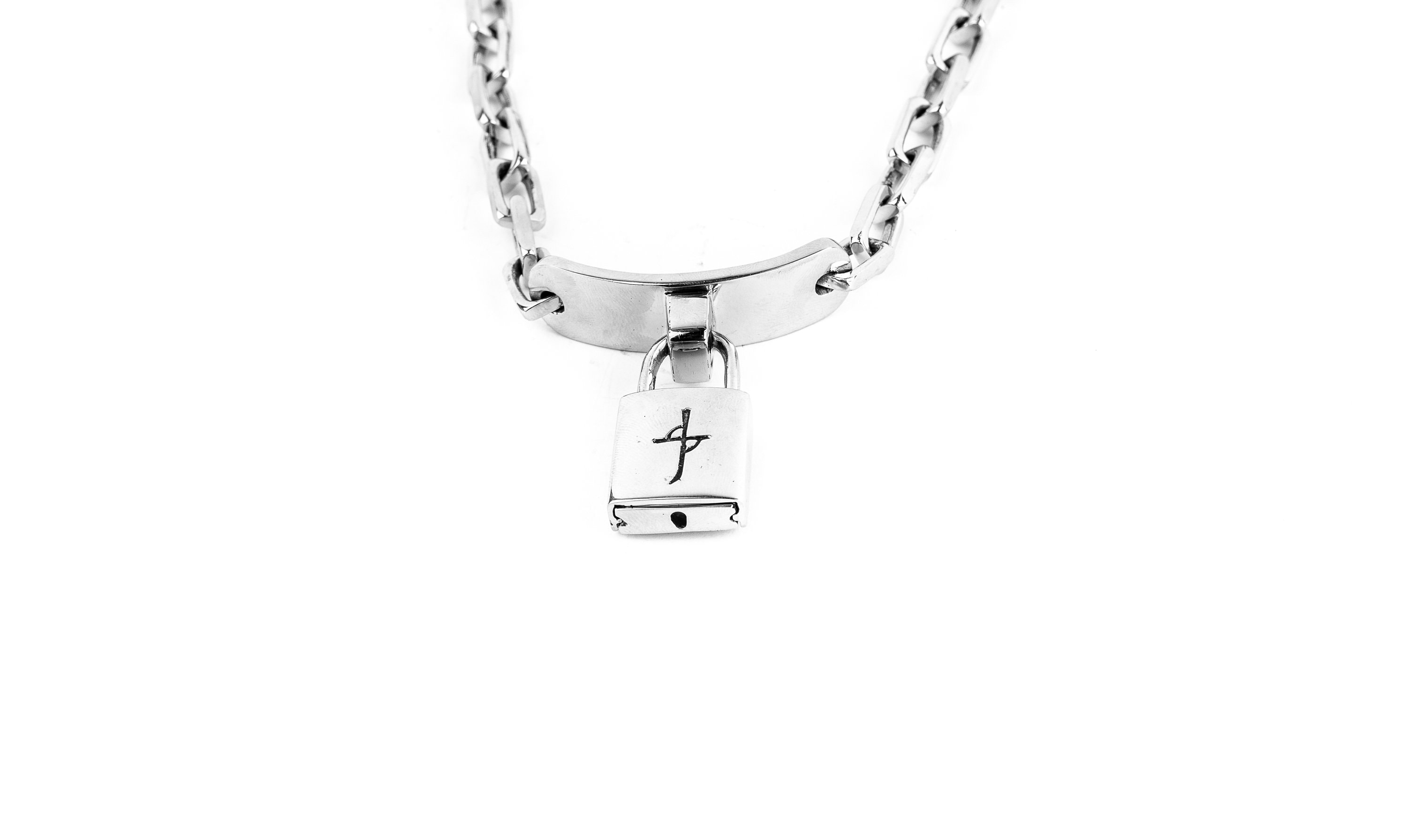 Sterling Silver Stash Lock Chain Link Necklace