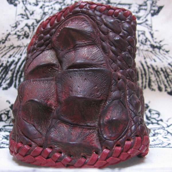 Croc Cuff In Blood Red