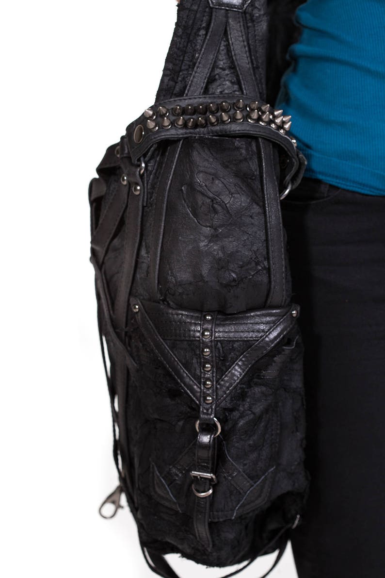 RAGE CAGE Black Leather Large Hobo Bag image 8