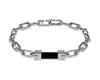 Hinge Black Crystal Silver Chain Choker Necklace